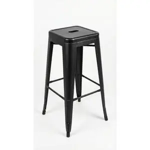 Used 30" Black Metal Backless Industrial Bar Stool