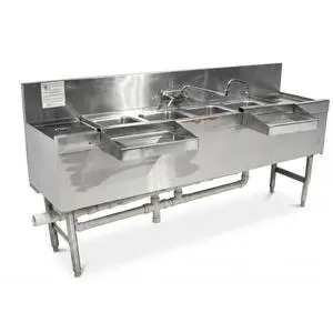 Used Glastender FSA-72-S 72" Four-Compartment Underbar Sink - 18-Gauge Stainless
