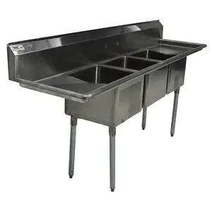 Used Regency Service Carts 600S31717218 91" 3-Compartment Sink w/ 18" Drainboards