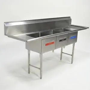 Used GSW USA SE18183D 90" 3-Compartment Commercial Sink