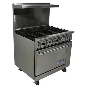 Used Imperial IR-6 36" Gas 6 Burner Restaurant Range with Oven - Natural Gas