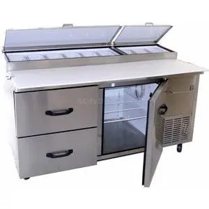 Tor-Rey Refrigeration 67" Pizza Prep Table 9 Third Size Pans W/ 2 Drawers & 1 Door - PTP-170-21