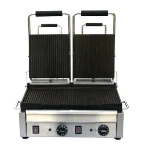 Double Panini Sandwich Grill 10"x18" Ribbed Top & Bottom - SG10176