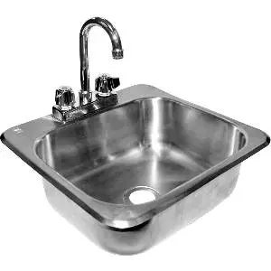 GSW USA Stainless Drop In Hand Sink 16"x15"x6.5" w/ NO LEAD Faucet - HS-1615I