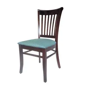 AAA Furniture Cherry Wood Restaurant Chair Wide Padded w/ Black Vinyl Seat - 422