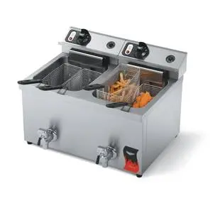 Vollrath 15lb Dual Electric Counter Top Fryer Medium Duty w/ Drain - 40710