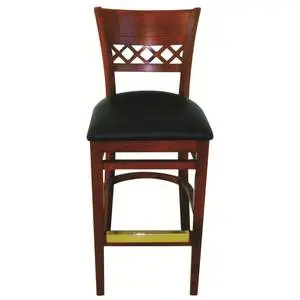 Atlanta Booth & Chair Venetian Wood Bar Stool w/ Black Vinyl Seat & Finish Options - W105BS