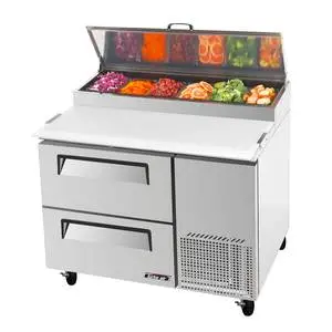 Turbo Air 44in Commercial Pizza Prep Table 6 Pans w/ 2 Cooler Drawers - TPR-44SD-D2-N