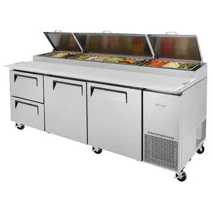 Turbo Air 93in Commercial Pizza Prep Table 12 Pans 2 Cooler Drawers - TPR-93SD-D2-N
