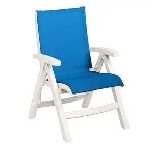 Grosfillex 2ea Belize Midback Folding Patio Blue Sling Chair