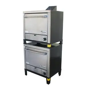 Double Stack Gas Pizza Oven Stainless Steel Front