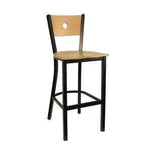 H&D Commercial Seating Metal Moon Bar Stool Veneer Seat & Back with Finish Options - 6149B