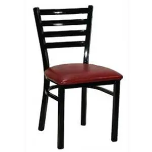 H&D Commercial Seating Black Metal Dining Ladder Back Chair with Vinyl Seat - 6145 VINYL