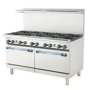 Radiance 60" Restaurant Gas Range w/ 10 Burners and 2 Ovens - TAR-10