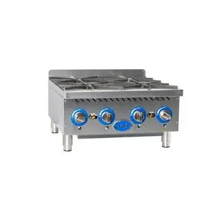 Globe 24" Natural Gas Hot Plate with 4 Burners & Manual Controls - GHP24G