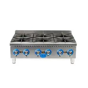 36" Natural Gas Hot Plate with 6 Burners & Manual Controls