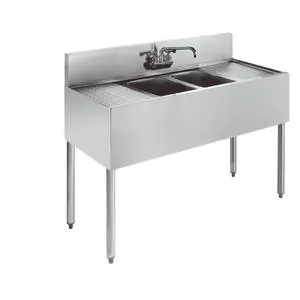 Krowne Metal 2 Compartment Bar Sink Stainless 19"D w/ Two 12" Drainboards - KR19-42C