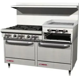 Southbend 60" 6 Burner Gas Restaurant Range w/ 24" Raised Griddle - S60DD-2RR