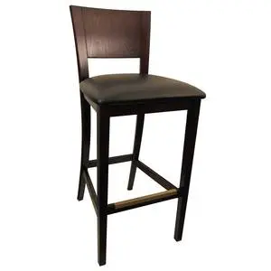 H&D Commercial Seating Wood Bar Stool with Brown Finish & Black Vinyl Seat - 8294B-D44
