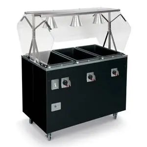 Vollrath 4 Well Hot Food Steam Table Portable Black with Solid Base - T38710