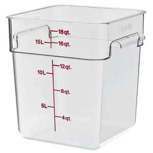 Cambro 18 Qt Food Storage Container Square Clear - 18SFSCW135