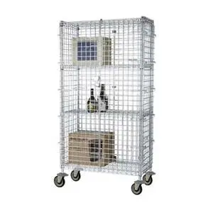 18"x60"x63" Two-Shelf Chrome Mobile Security Cage