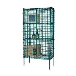 24"x60"x63" Three-Shelf Green Epoxy Security Cage