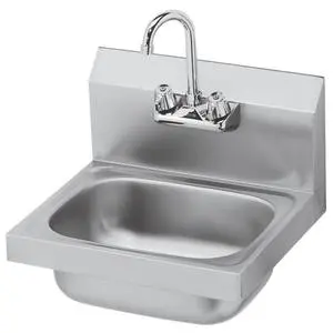 Krowne Metal 15-3/4"W Wall Mount Hand Sink - 3.5" Gooseneck Spout Faucet - HS-2L