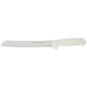 Sani-Safe 8" Scalloped Edge Bread Knife White Handle