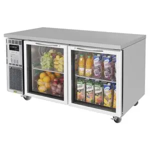 Turbo Air 60" Side Mount Undercounter Cooler with 2 Swing Glass Doors - JUR-60-G-N