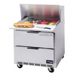 36" Cutting Top Refrigerated Prep Table w/ 10 Pans & Drawers