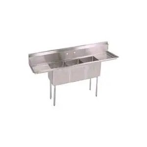 John Boos 3 Compartment Sink 10"x14"x10" Bowls w/ Two 15" Drainboards - E3S8-1014-10T15-X