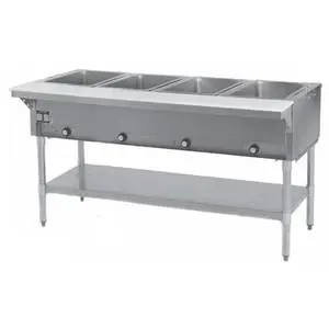 Eagle Group 4-Well Stationary Electric Hot Food Table & Galvanized Shelf - DHT4-1X