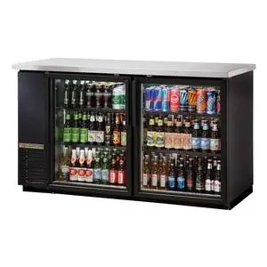 True 60" Glass Swing Door Back Bar Cooler W/ Black Finish - TBB-24-60G-HC-LD