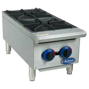 12" Chefmate Gas Hot Plate 2 Burners with Manual Controls