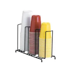3 Section Lid & Cup Dispenser Wire Rack Organizer Black