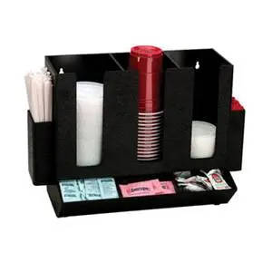 Countertop Cup, Lid, Straw, and Condiment Organizer Black