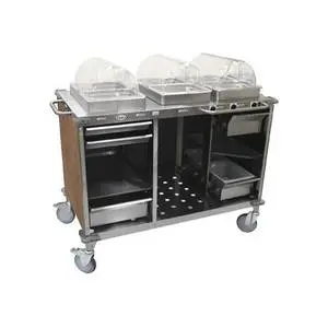 Cadco Mobile Hot Food Serving Station w/ Black Skirt - 3 Pan - CBC-HHH