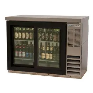 48" 2-Section S/S Sliding Glass Door Back Bar Cooler