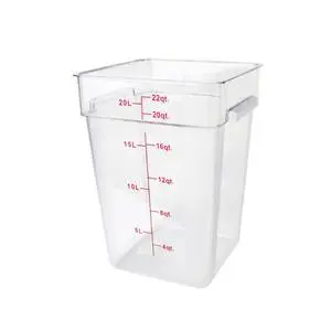 Thunder Group 1/ea 22 Qt Square Clear Polycarbonate Food Storage Container - PLSFT022PC