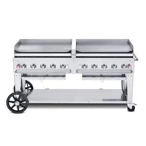 Crown Verity, Inc. 72in Stainless Steel Natural Gas Mobile Outdoor Griddle - CV-MG-72NG
