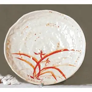 Thunder Group Melamine Plate 10.5" Dia Gold Orchid Design Set of 1 Dozen - 1810