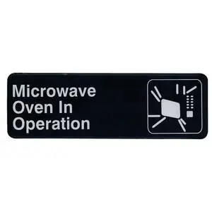 Update International 3" x 9" Microwave Oven In Use Sign - Black Plastic - S39-24BK