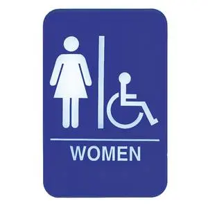 Update International 6" x 9" Women / Accessible Sign - Blue Plastic - S69-8BL