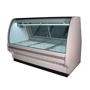 75" Refrigerated Red Meat Display Case Curved Glass White