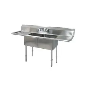 BK Resources Two 16"x20"x12" Compartment Sink S/s Leg 18" Drainboard L&R - BKS-2-1620-12-18TS