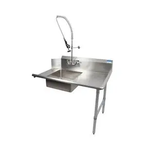 BK Resources 60" Soiled Straight Dishtable Right Side w/ Pre-Rinse Faucet - BKSDT-60-R-SS-P-G