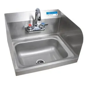 BK Resources Wall Mount Hand Sink 14"x10" Bowl w/ Side Splash & Faucet - BKHS-W-1410-SS-P-G