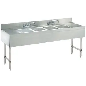 Advance Tabco 4-Comp S/S Underbar Hand Sink w/ Faucet, Two 12" Drainboards - CRB-64C-X