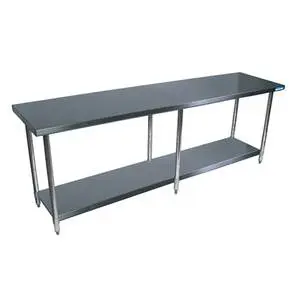 BK Resources 96"x 24" Work Table 18G Stainless Steel Top w/Turndown Edges - SVT-9624